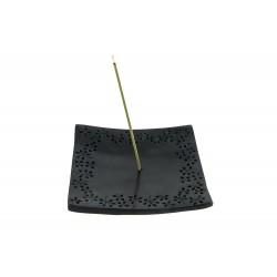 PORTE-ENCENS KARE FLEURS NOIR AROMANDISE - LES ENCENS DU MONDE - AROMANDISE 