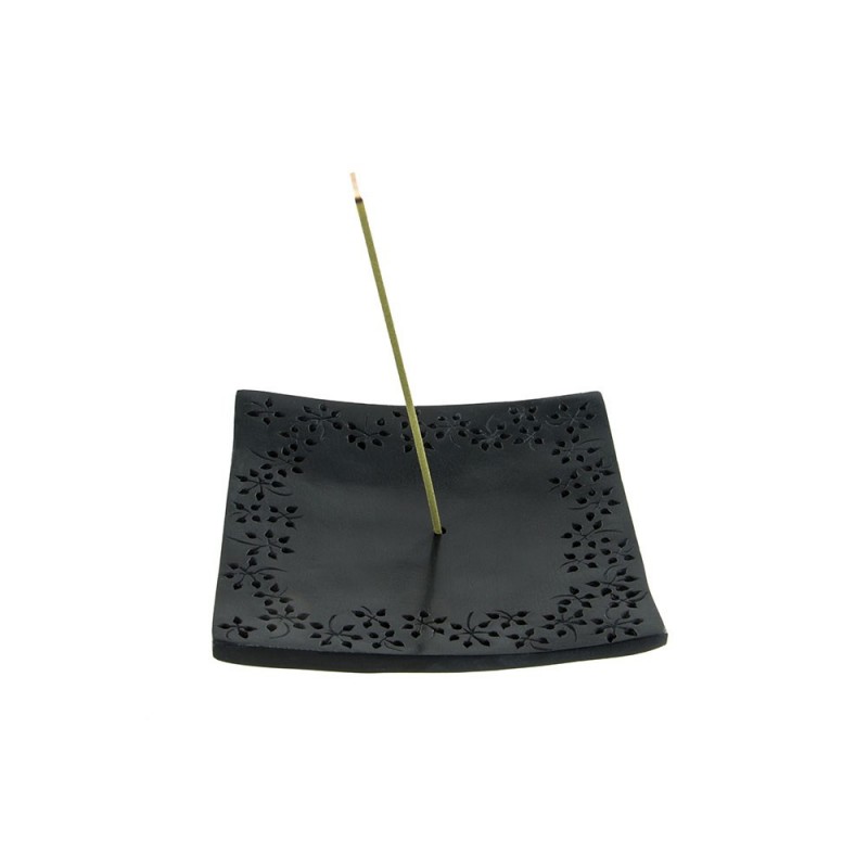 PORTE-ENCENS KARE FLEURS NOIR AROMANDISE - LES ENCENS DU MONDE - AROMANDISE 