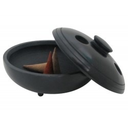 Räucherstäbchenhalter aus gedrehtem Stein, "Seto" schwarz - Les encens du Monde