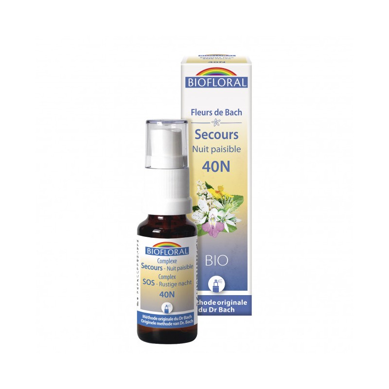 Complesso organico di fiori di Bach - Rescue / Notte serena (N°40N) - 20ml Spray - Biofloral