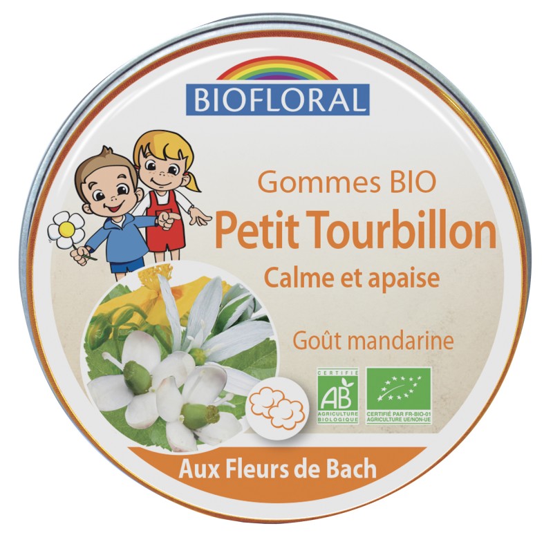 Gomme pour enfants BIO aux Fleurs de Bach, Petit tourbillon, calme et apaise - 45g - Biofloral