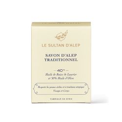 Bio-Aleppo-Seife, 40% Lorbeer, 50% Olive - 200g - Le Sultan d'Alep