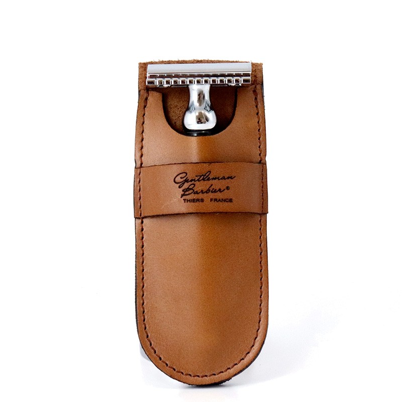 Custodia in vera pelle per rasoi di sicurezza, Mach3® et Fusion™ - Gentleman Barbier