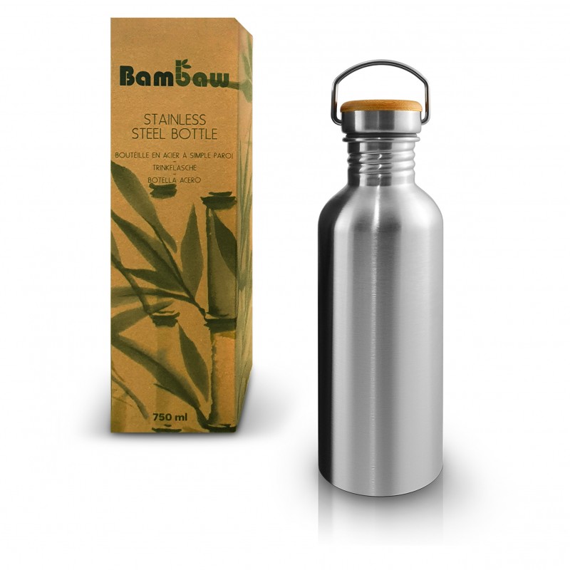 Bouteille en inox avec bouchon en bambou - 750ml - Bambaw