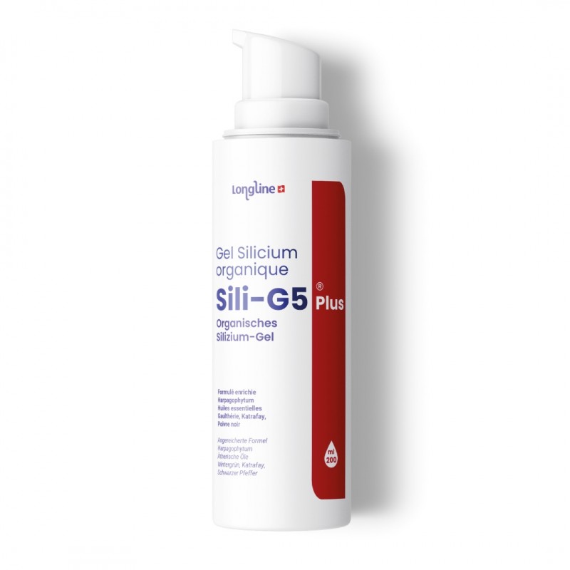 Gel di silicio organico, G5 PLUS - Arricchito con Harpagophytum e oli essenziali - 200ml - Longline