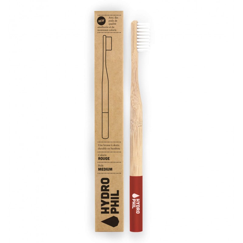 Spazzolino da denti in bambù - Rosso, Medium - Hydrophil