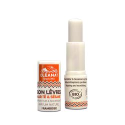 Soin lèvres au karité & sésame BIO, parfum framboise - 4,5g - Oléanat
