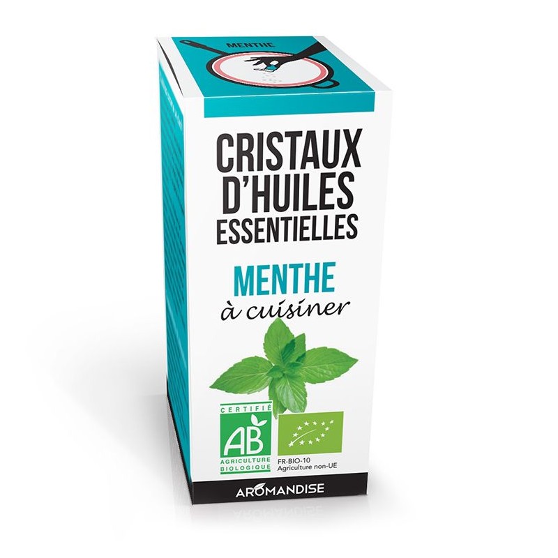 Cristalli di olio essenziale biologico per cucinare, menta - 10g - Aromandise