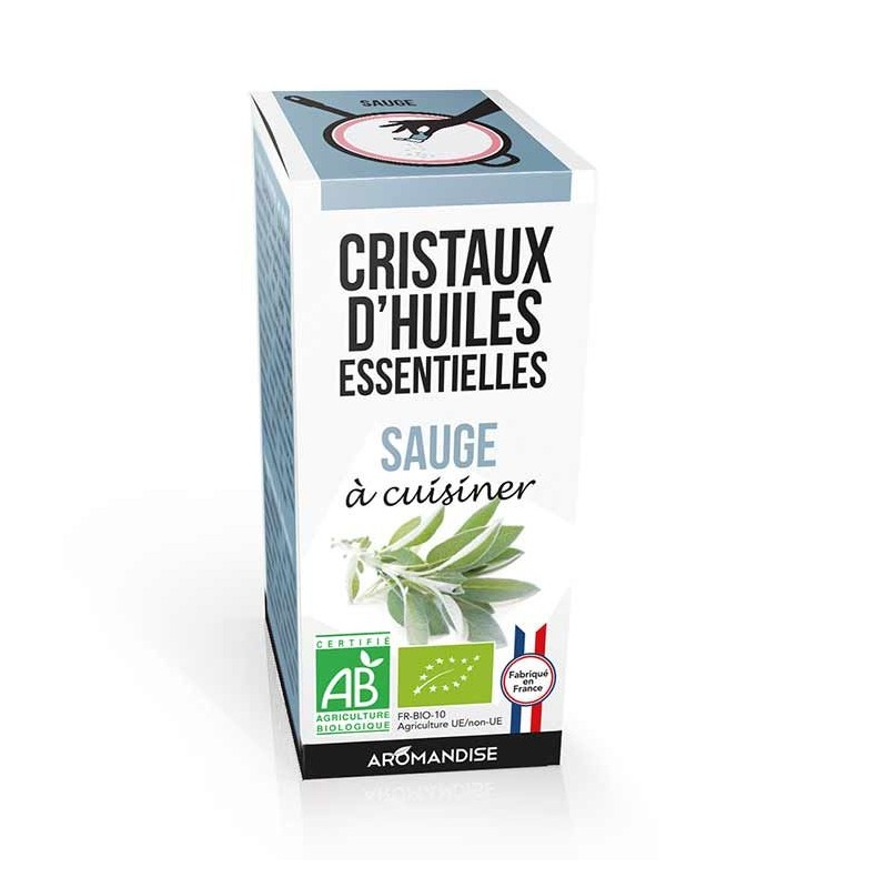 Cristalli di olio essenziale biologico per cucinare, salvia - 10g - Aromandise