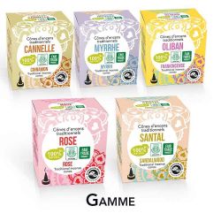 Cônes d'encens naturels indiens - Haute Tradition, ROSE - Les encens du monde (Aromandise)