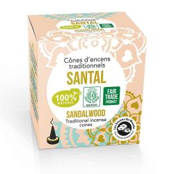 Natürliche indische Räucherkegel - Hohe Tradition, Sandelholz - Les encens du monde (Aromandise)