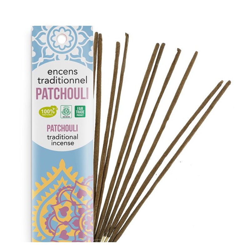 Encens Indiens, 100% naturels "Haute tradition" - Patchouli tendre - 20 pces - Les encens du monde