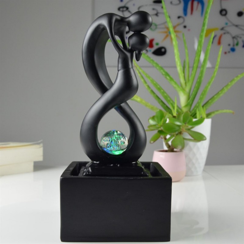 Wasserfontäne - "Amor" Schwarz (mit LED-Licht und Kugel) - Zen'Light
