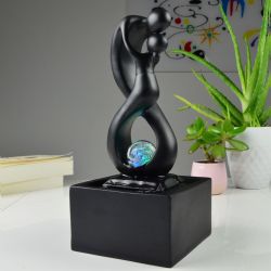 Wasserfontäne - "Amor" Schwarz (mit LED-Licht und Kugel) - Zen'Light