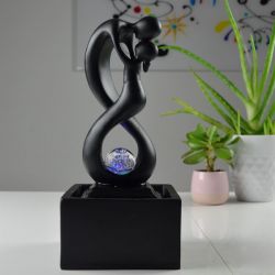 Fontaine à eau - "Amor" Noir (avec éclairage LED et boule) - Zen'Light