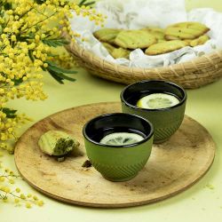 Tazza in ghisa smaltata, verde e oro - 0.15 Litri - Aromandise