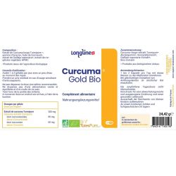 Organic Turmeric Gold - Organico ottimizzato per un'assimilazione molto alta - 60 capsule - Longline