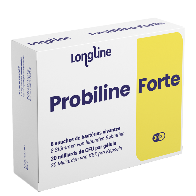 Probiline Forte, Probiotiques 8 souches/20 milliards de CFU par gélule - 30 gélules - Longline