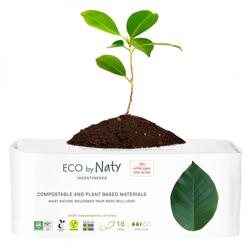 Serviette de protection pour l'incontinence, 100% compostable, Mini Plus - 16 pces - Naty