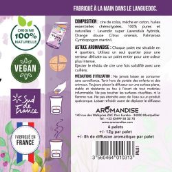 Palets fondants aux huiles essentielles, Relax - 6 palets (4 utilisations par palets) - Aromandise