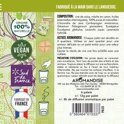 Pastiglie fondente agli oli essenziali, Estate - 6 pastiglie (4 usi per pastiglia) - Aromandise