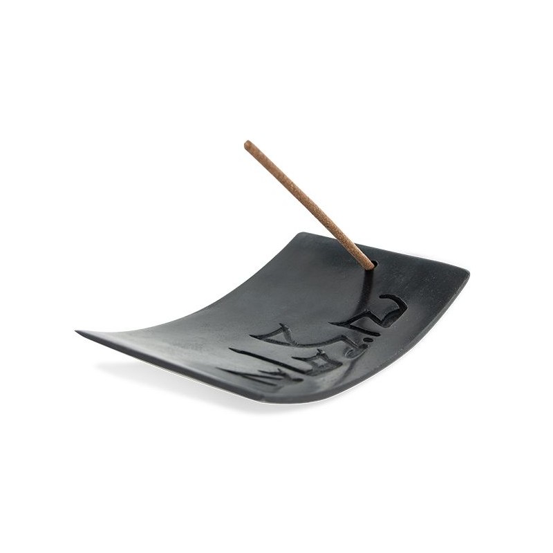 Porte-encens "Tibet"  en pierre noire tournée - Les encens du monde