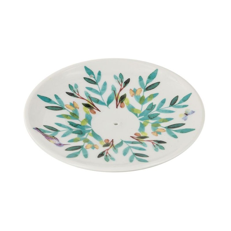 Coupelle porte-encens "Aquarelle" en porcelaine - Les encens du monde