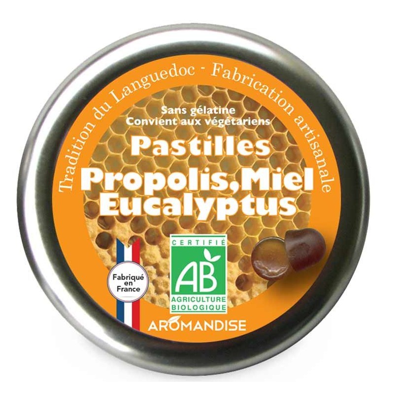 Pastiglie tradizionali della Linguadoca, con propoli ed eucalipto - 45g - Aromandise