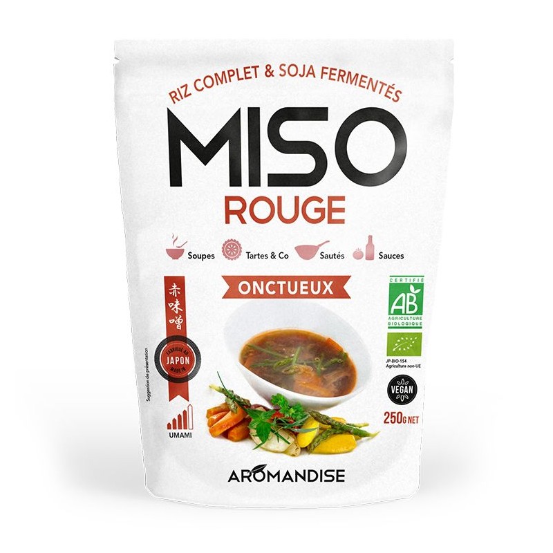Rotes Bio-Miso, Ein Muss in der japanischen Küche (Reis und fermentierte Sojabohnen) - 250g - Aromandise