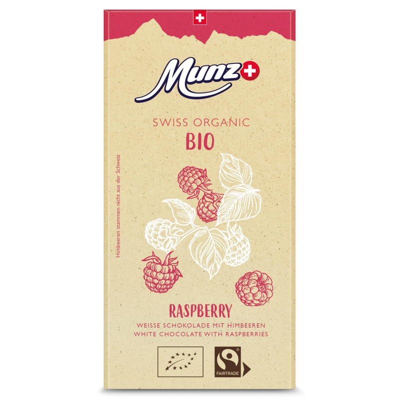 Weisse Schweizer Schokolade mit Himbeeren, Bio & Fair -  - 100gr - Munz