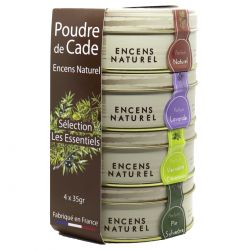 Pack découverte, Bois de Cade (Encens naturel) Sélection "Les essentiels" - 4x 35gr - Ambiance Cade