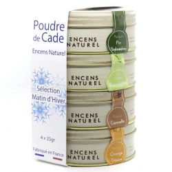 Pack découverte, Bois de Cade (Encens naturel) Sélection "Matin d'hiver" - 4x 35gr - Ambiance Cade