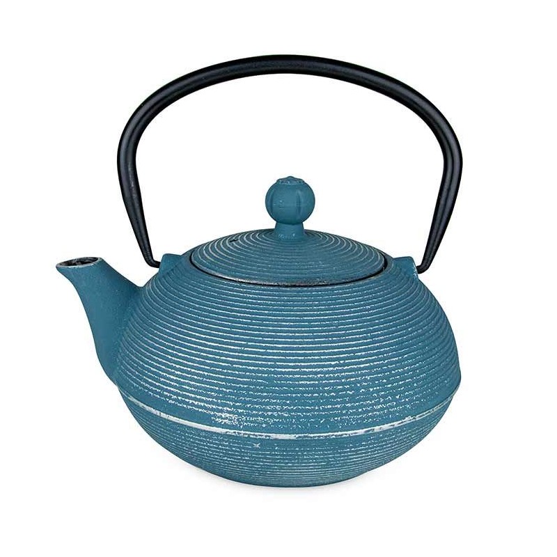 Théière en fonte, ASAGAO bleue, avec filtre inox - 0,8 litre - Aromandise