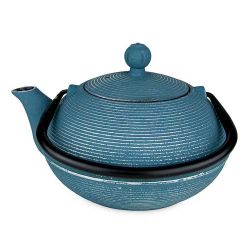 Teekanne aus Gusseisen, ASAGAO blau, mit Filter aus Edelstahl - 0,8 Liter - Aromandise