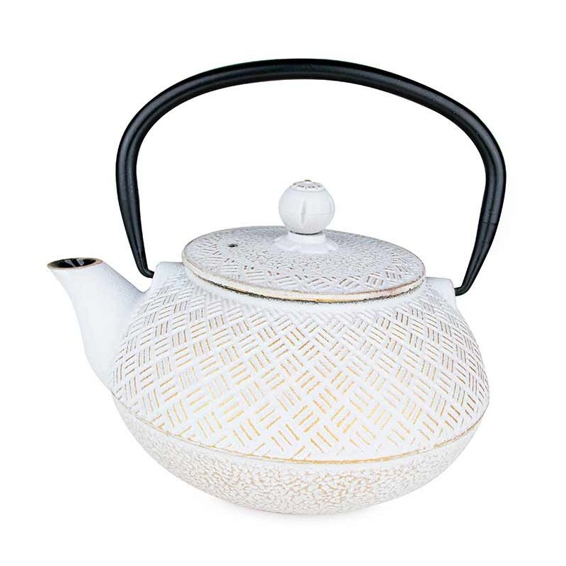 Théière en fonte, TAMAYUKI blanche, avec filtre inox - 0,8 litre - Aromandise