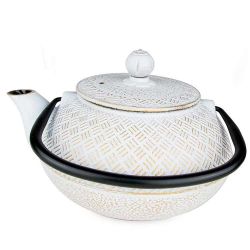 Théière en fonte, TAMAYUKI blanche, avec filtre inox - 0,8 litre - Aromandise