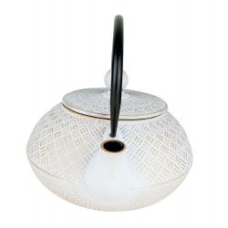 Théière en fonte, TAMAYUKI blanche, avec filtre inox - 0,8 litre - Aromandise