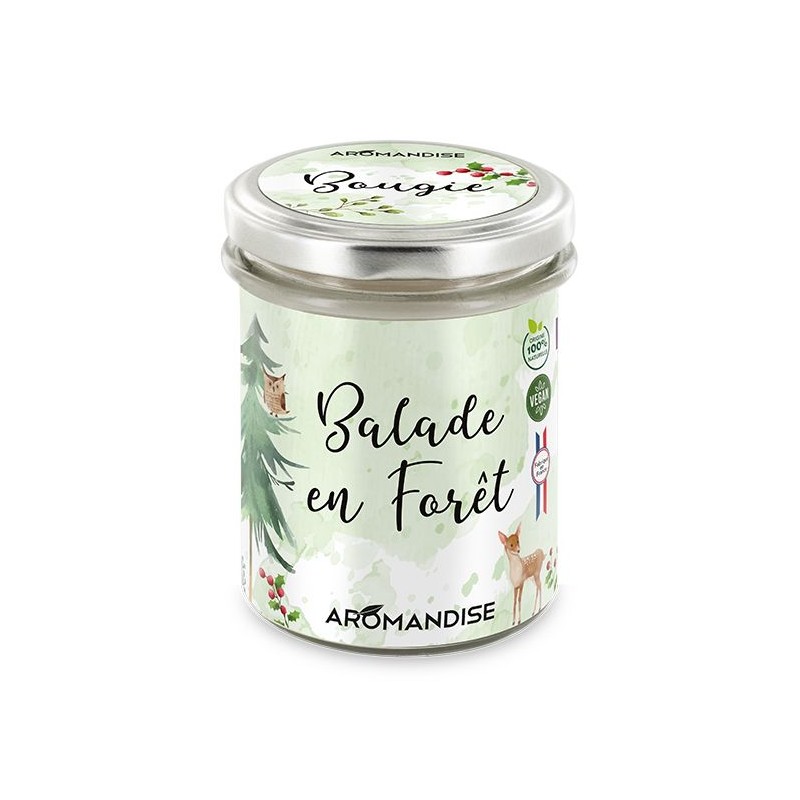 Zimmerkerze "Spaziergang im Wald" 100% natürlich mit Sojawachs, 30h - 150g - Aromandise