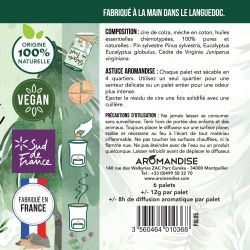 Palets fondants aux huiles essentielles, Balade en forêt - 6 palets (4 utilisations par palets) - Aromandise