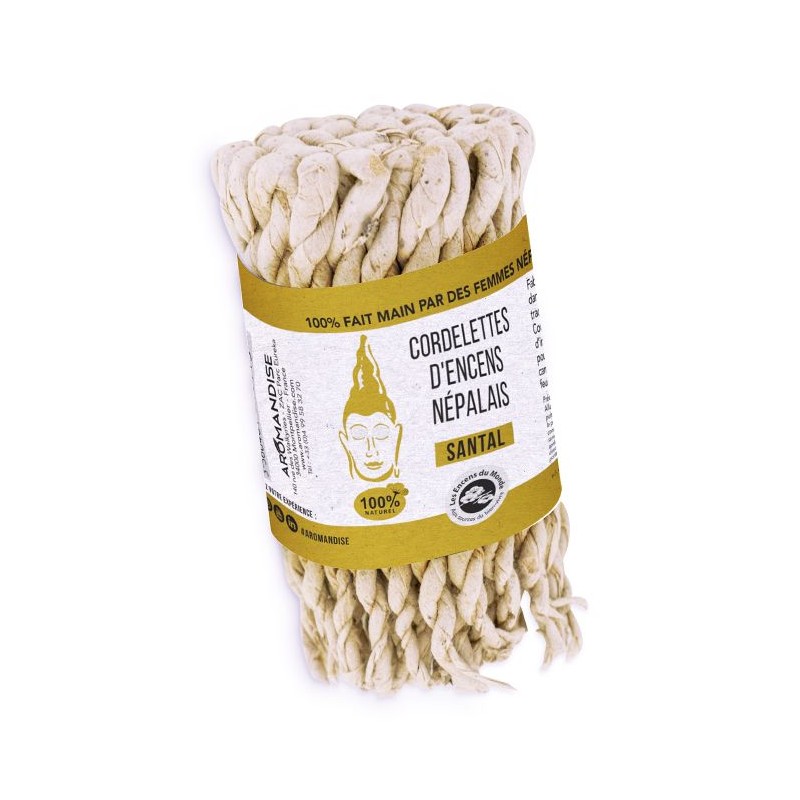 Corda nepalese arrotolata a mano, legno di sandalo - 40 corde - Les encens du monde