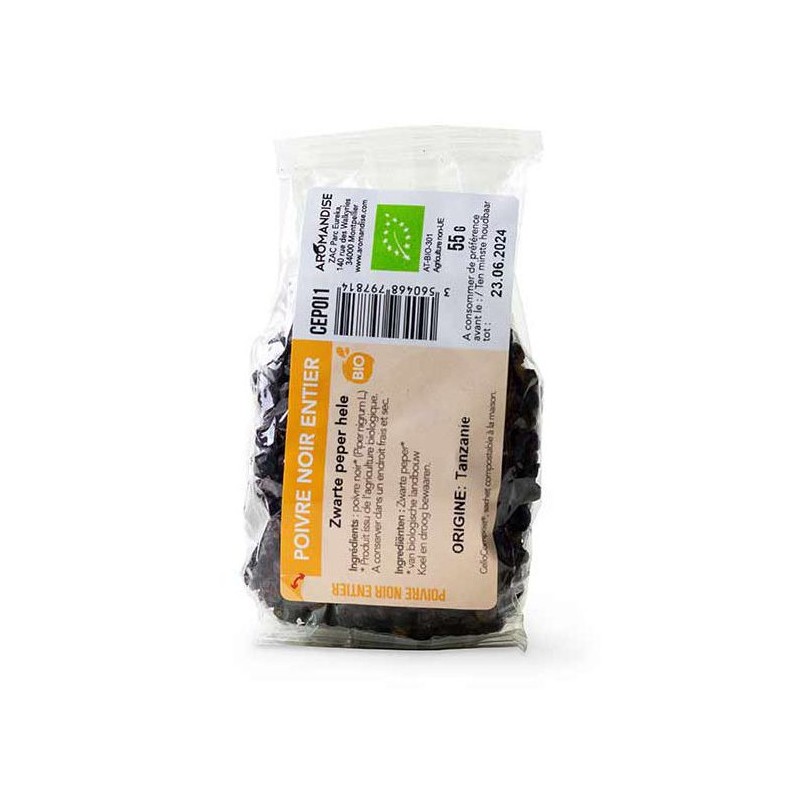 Schwarzer Bio-Pfeffer ganz - Cellocompost Zero Waste - 55gr - Aromandise