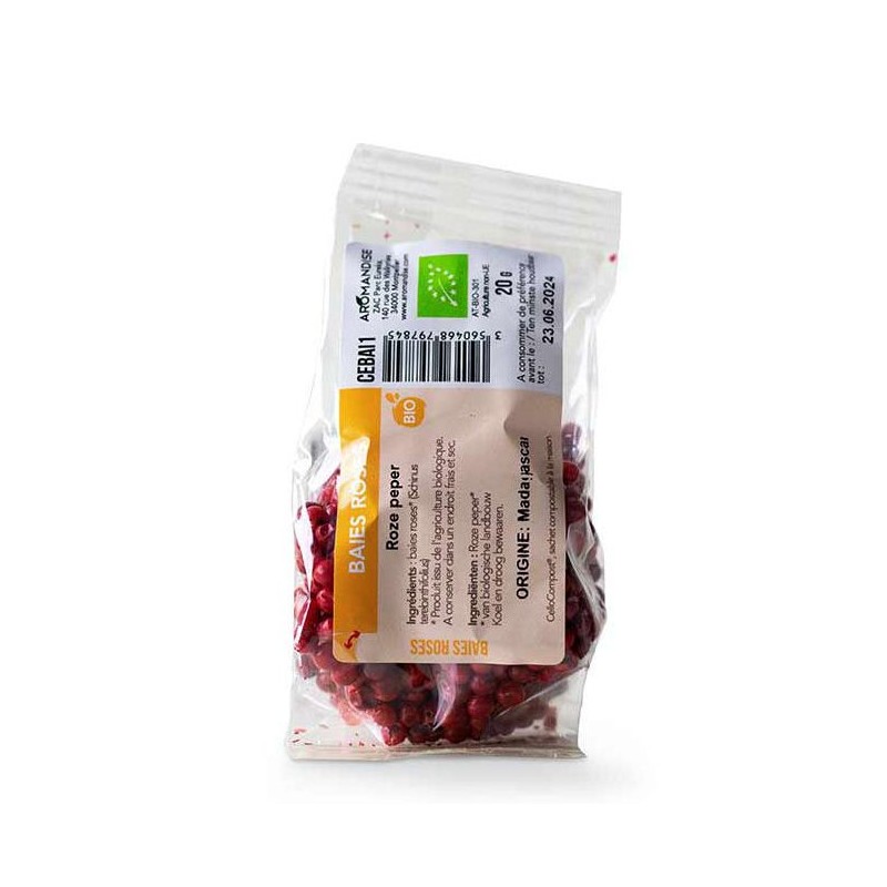 Baies roses BIO, Cellocompost Zéro déchet -  20gr  - Aromandise