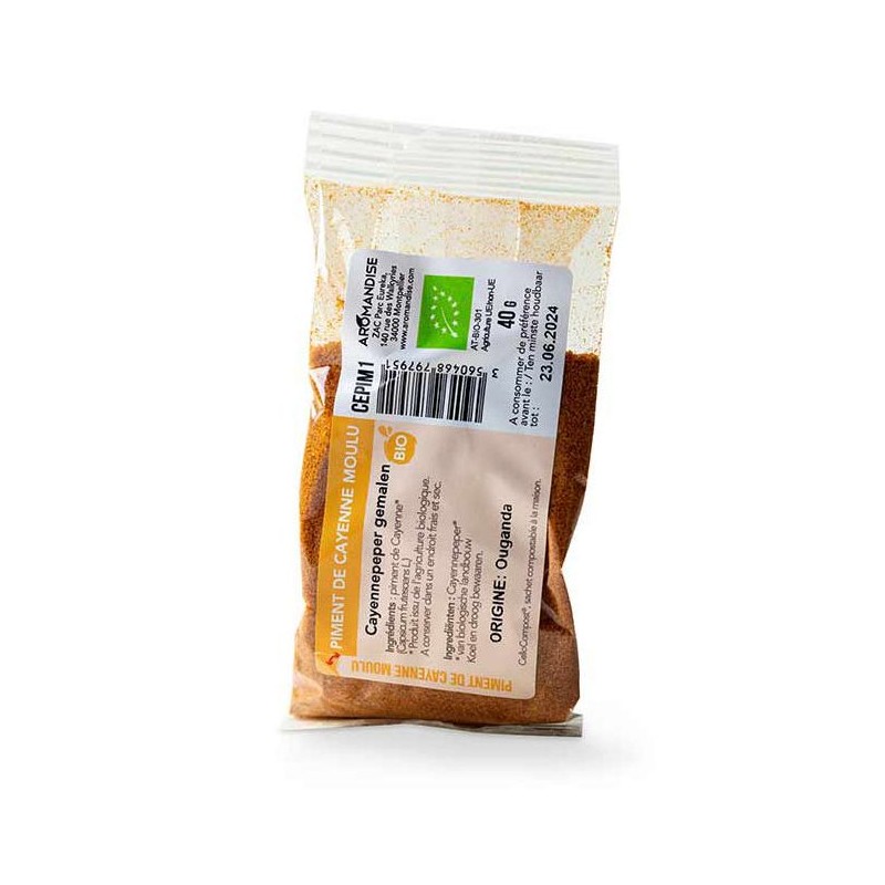 Piment de cayenne BIO moulu, Cellocompost Zéro déchet - 40gr  - Aromandise