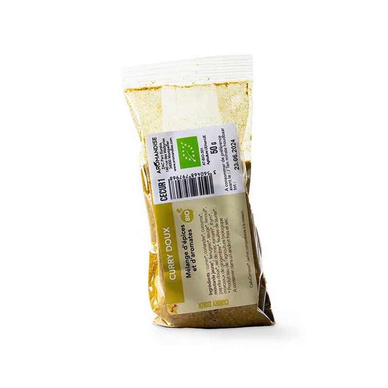 Curry doux BIO, Cellocompost Zéro déchet - 50gr  - Aromandise