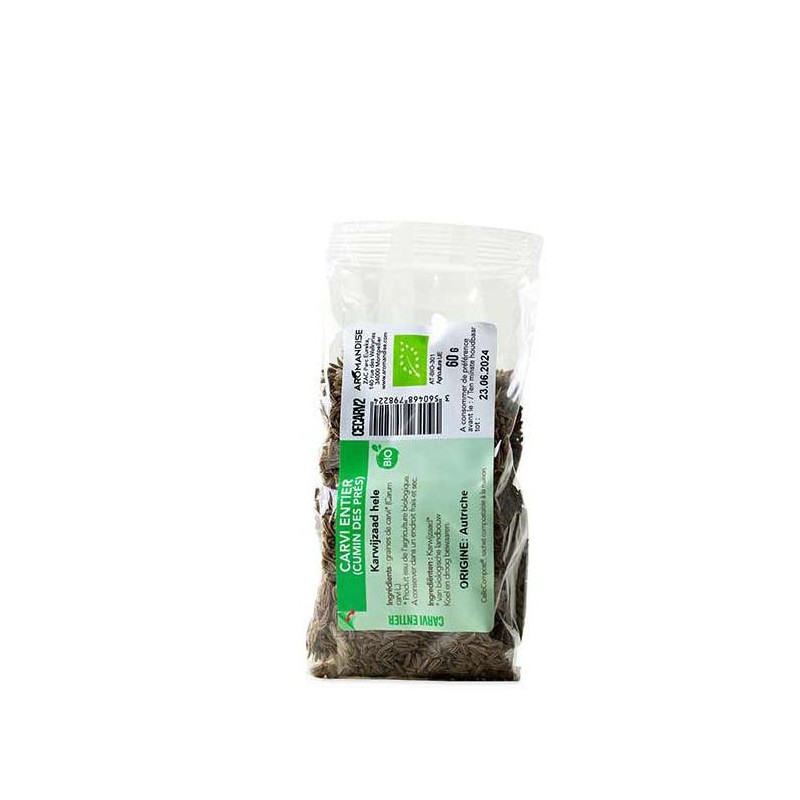 Carvi BIO entier (Cumin des près), Cellocompost Zéro déchet - 60gr  - Aromandise