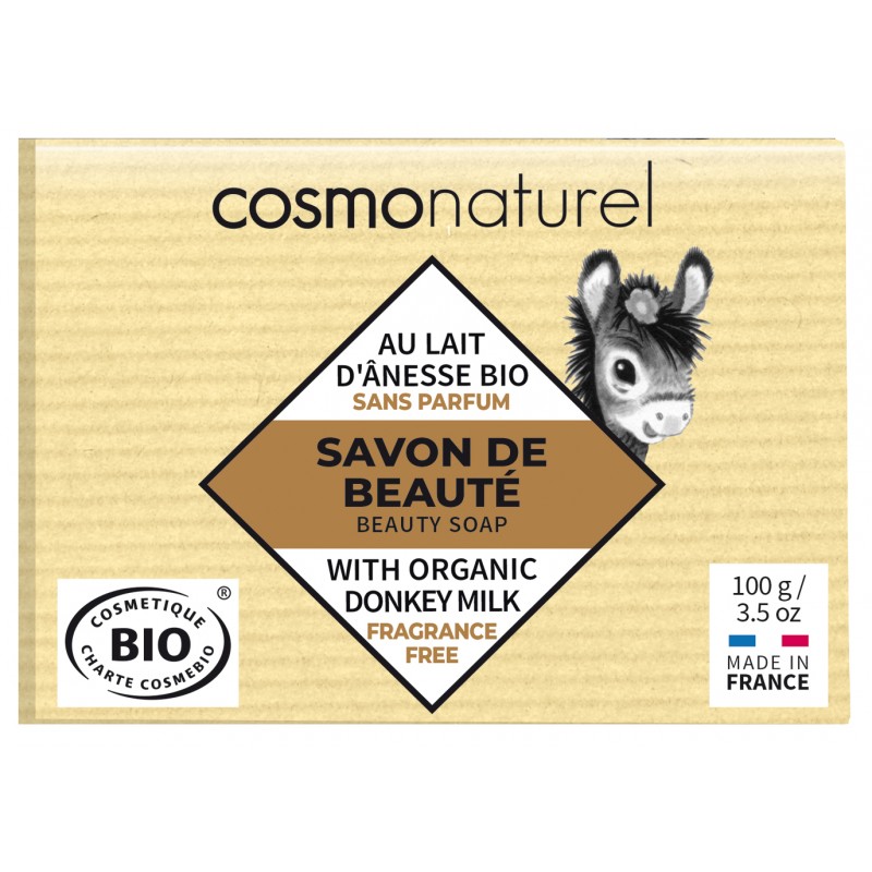 Bio Eselsmilchseife + Bio Karite, ohne Parfüm - 100g - Cosmo Naturel