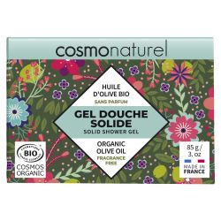 Gel douche solide BIO à l'huile d'olive, sans parfum, 100% naturel - 85g - Cosmo Naturel