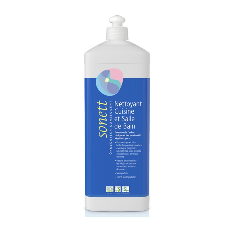 Nettoyant Bain & Cuisine écologique à l'acide citrique - 1 litre, recharge - Sonett