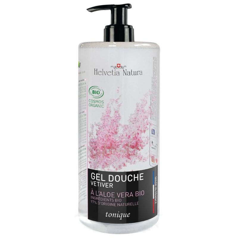 Gel doccia biologico con Aloe Vera, Vetiver tonico - 1000ml - Helvetia Natura