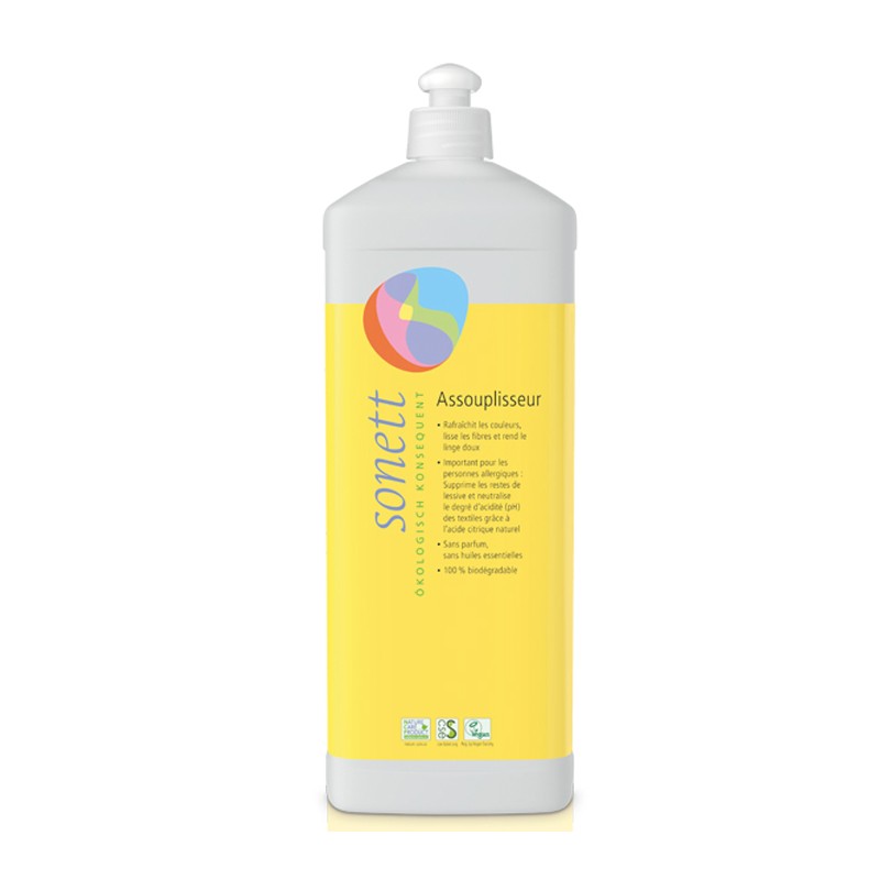 Assouplisseur lessive écologique, lisse les fibres et rend le linge doux - 1000ml - Sonett